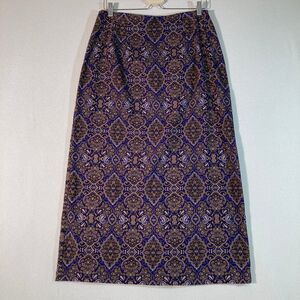 Briggs New York Skirt 12 Brown/Purple Vintage‎ Midi Floral Classic Professional